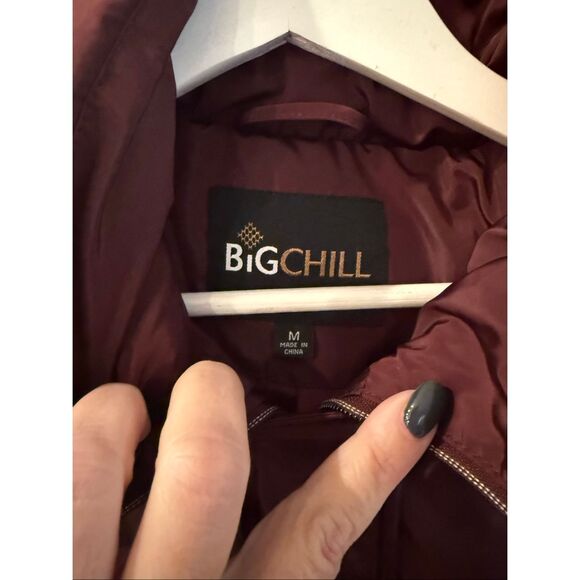 Big Chill Burgundy Long Fur Trimmed Puffer Coat sz M EUC - Picture 5 of 7